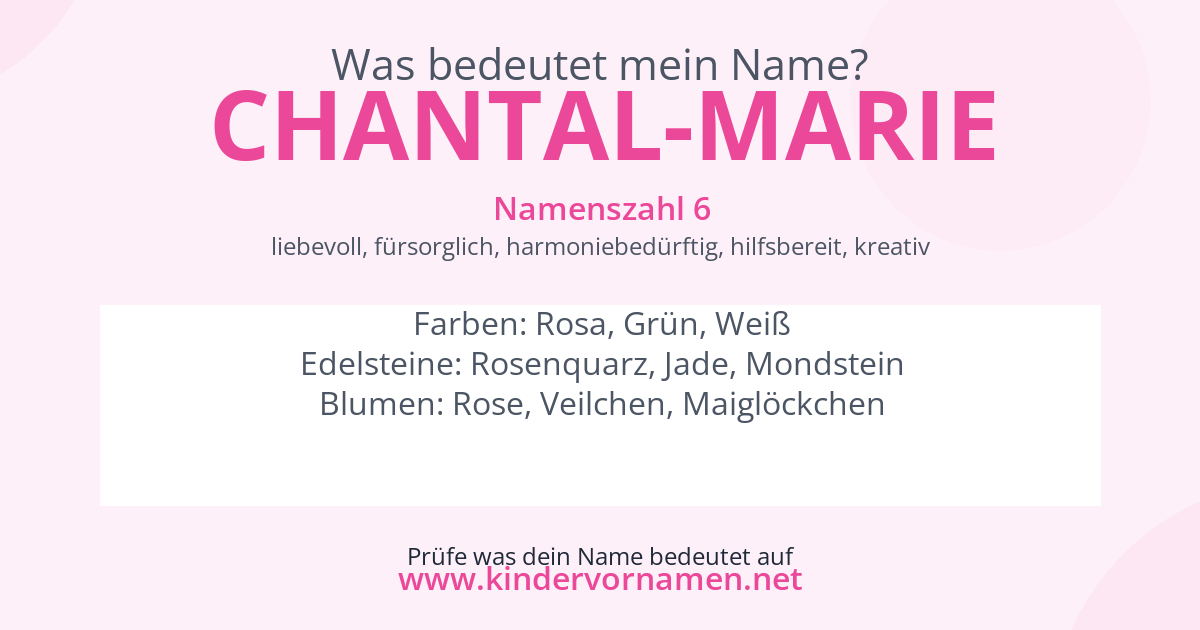 Was bedeutet der Name Chantal-Marie?