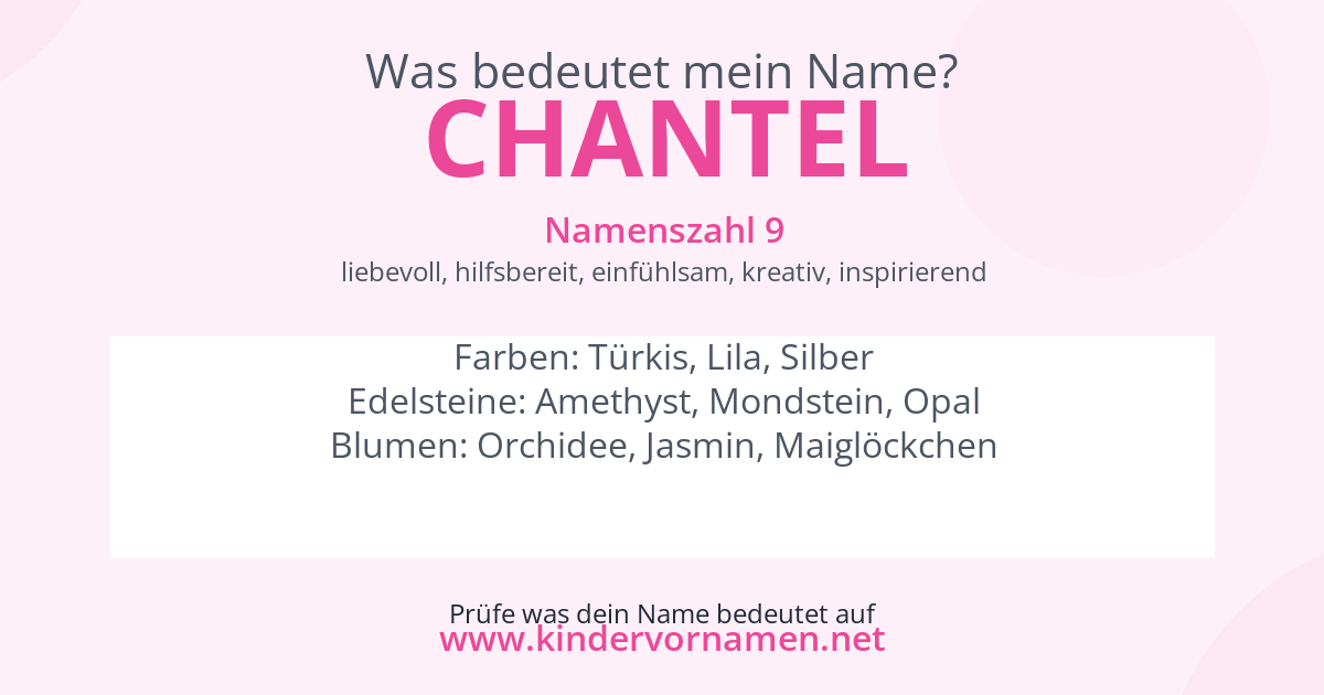 Was bedeutet der Name Chantel?