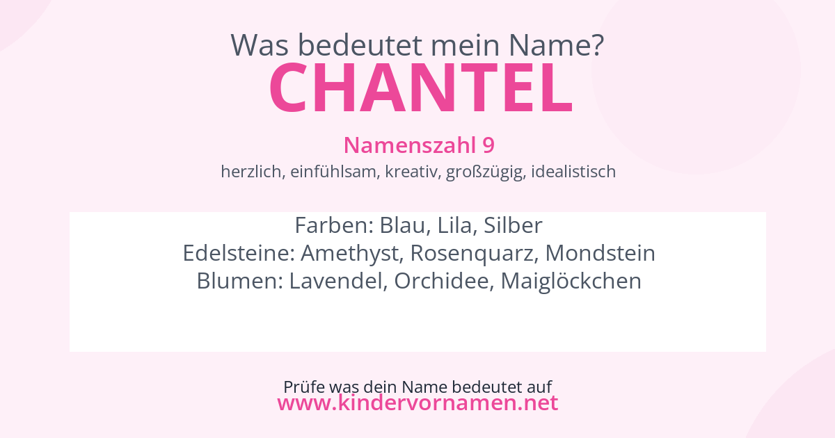 Was bedeutet der Name Chantel?