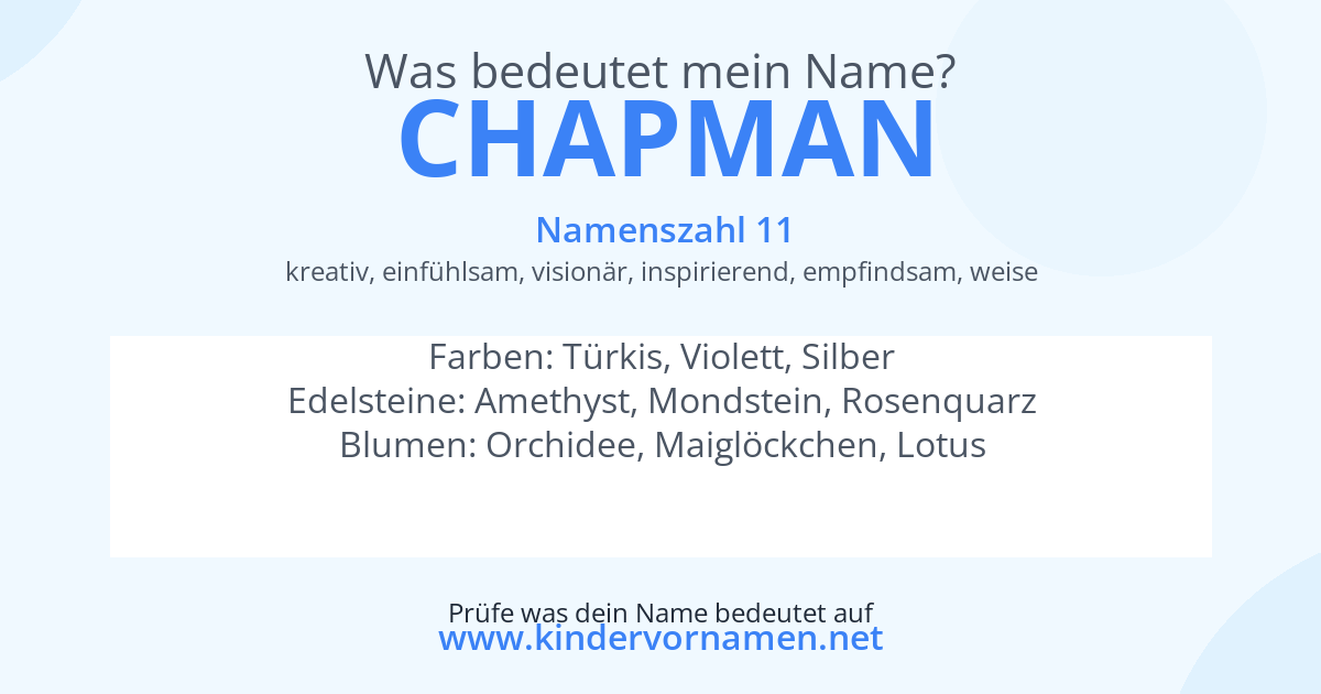 Was bedeutet der Name Chapman?