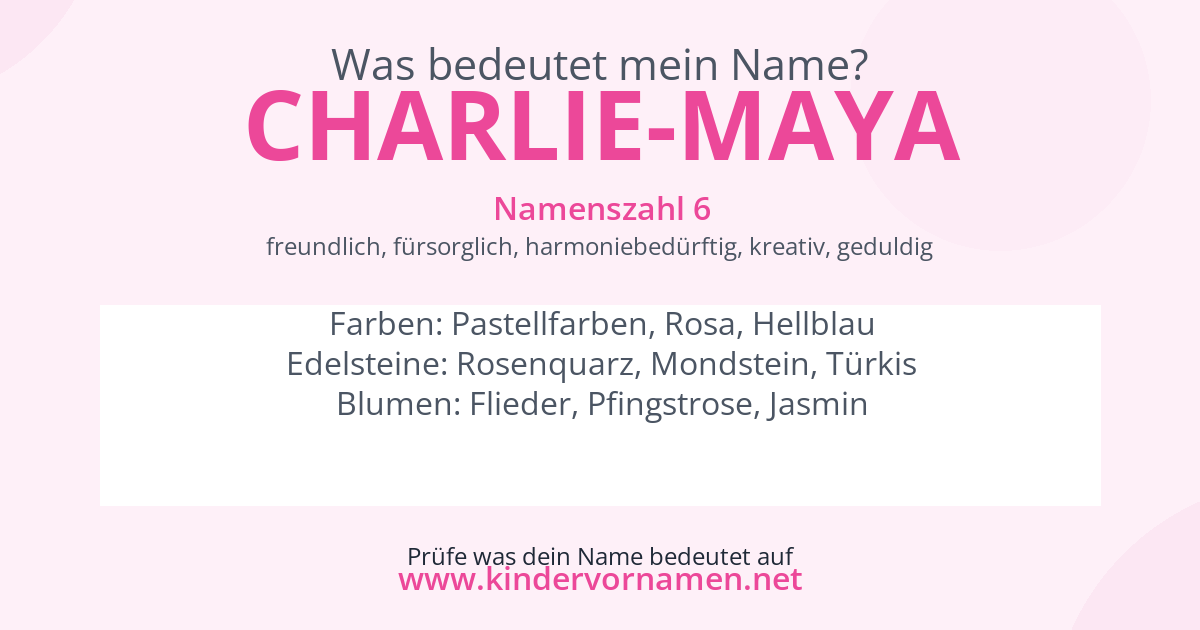 Was bedeutet der Name Charlie-Maya?