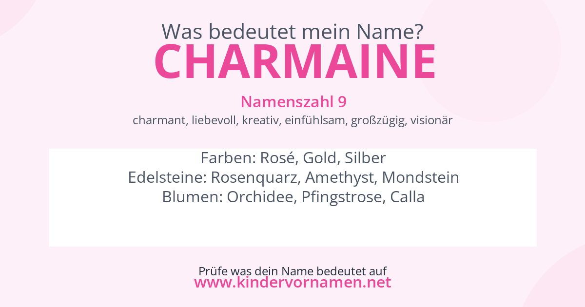 Was bedeutet der Name Charmaine?