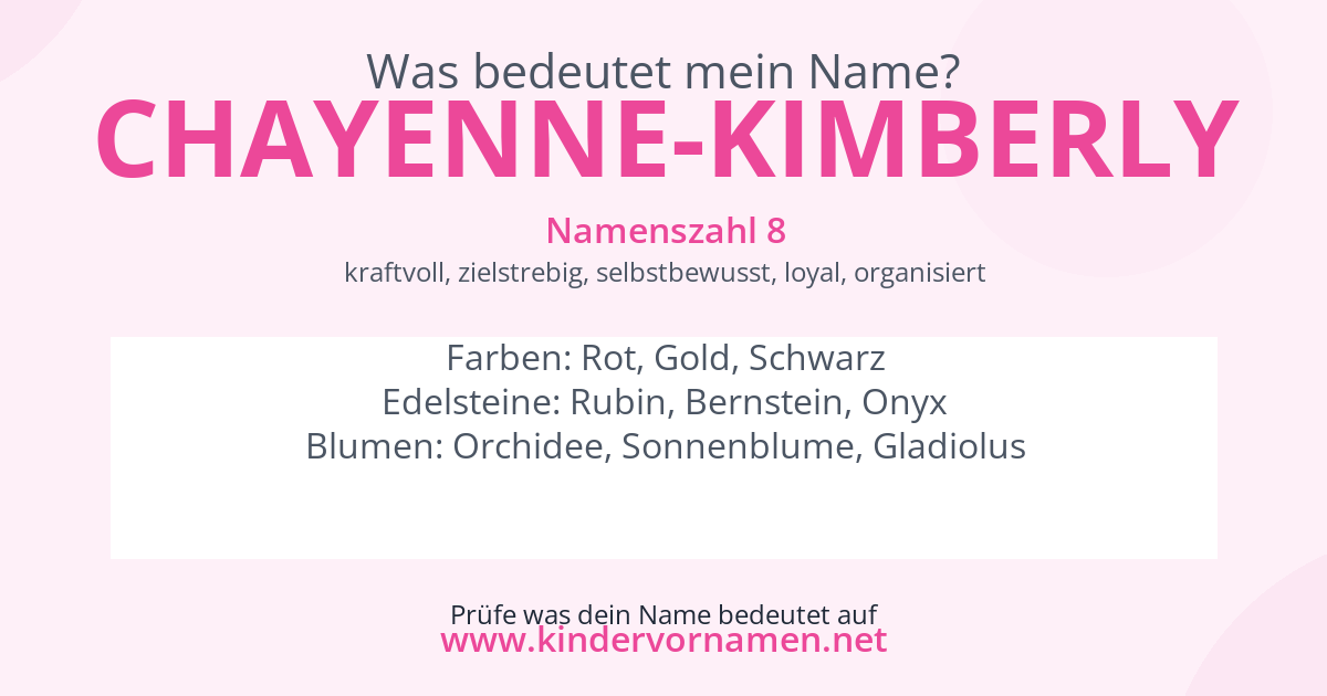 Was bedeutet der Name Chayenne-Kimberly?