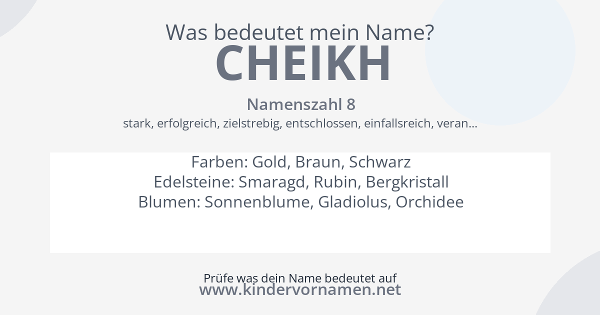 Was bedeutet der Name Cheikh?