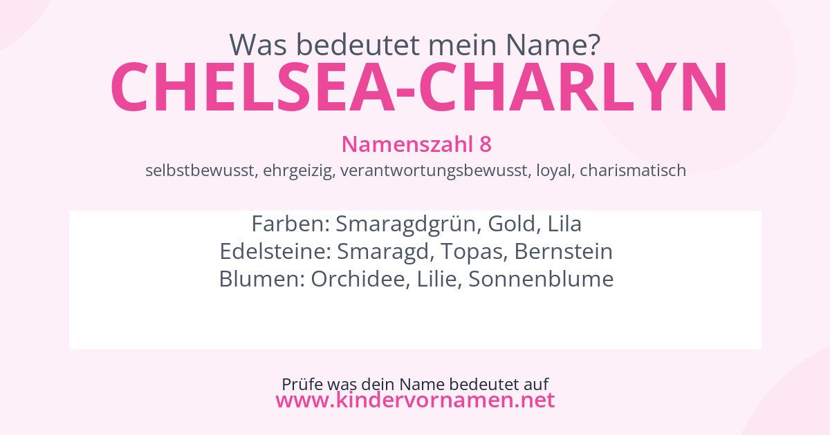 Was bedeutet der Name Chelsea-Charlyn?