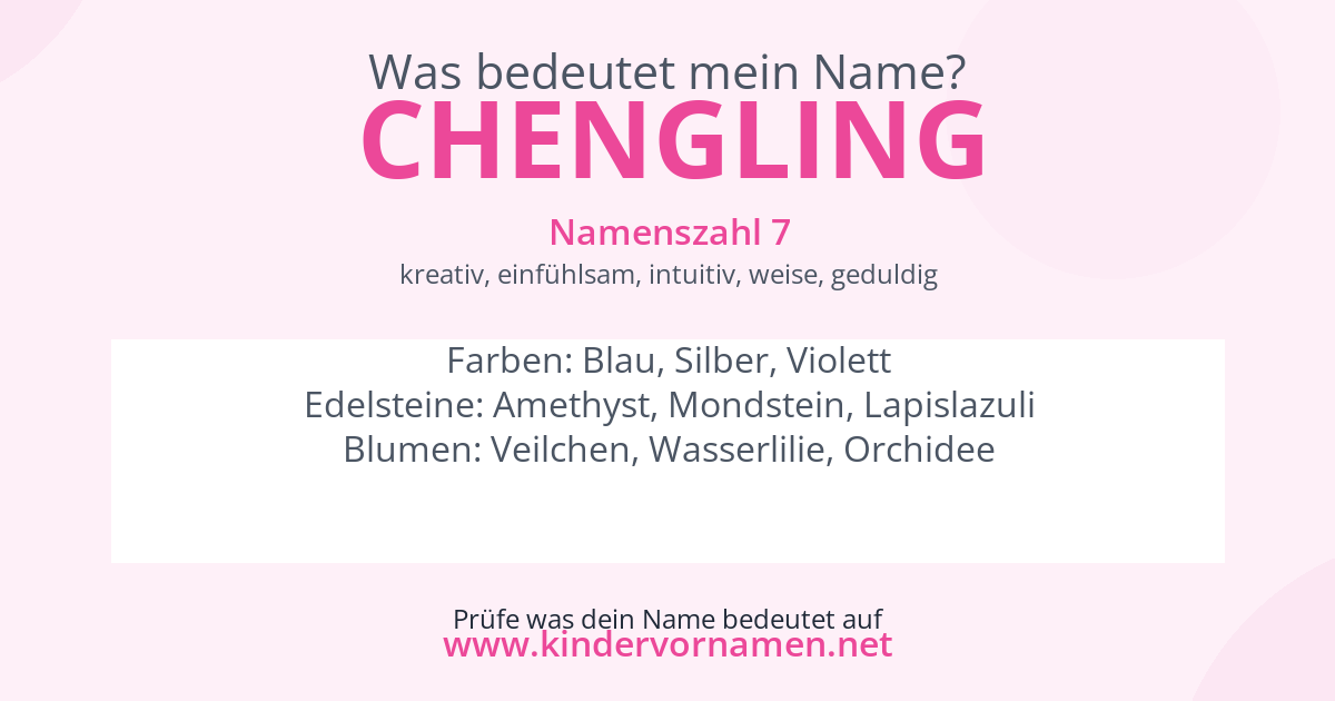Was bedeutet der Name Chengling?