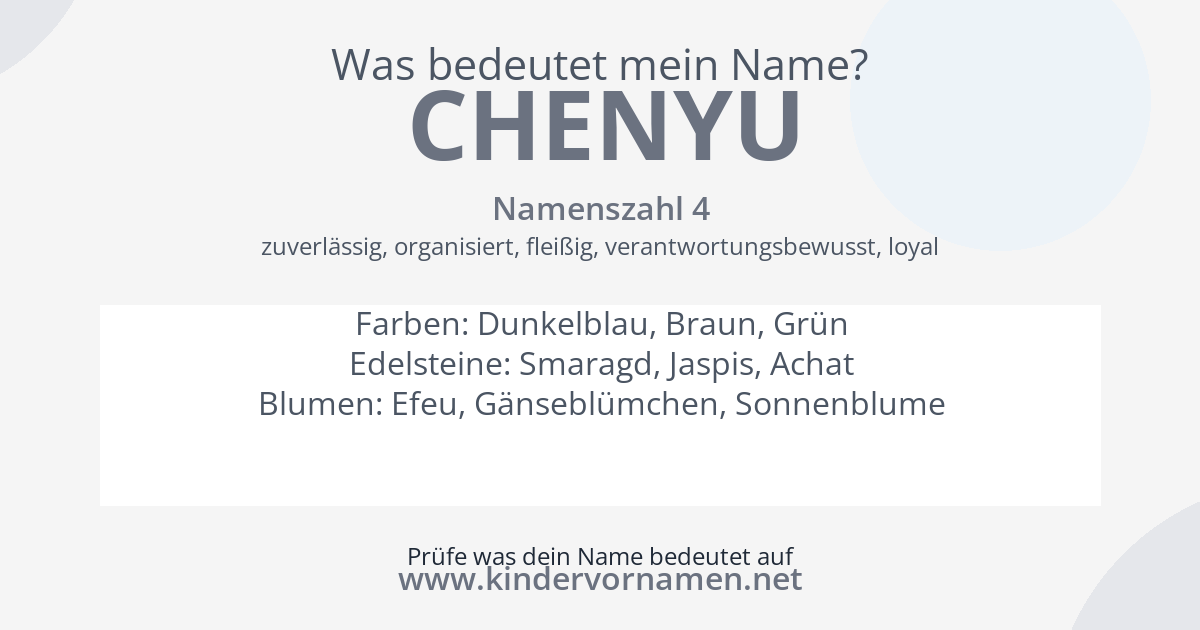 Was bedeutet der Name Chenyu?