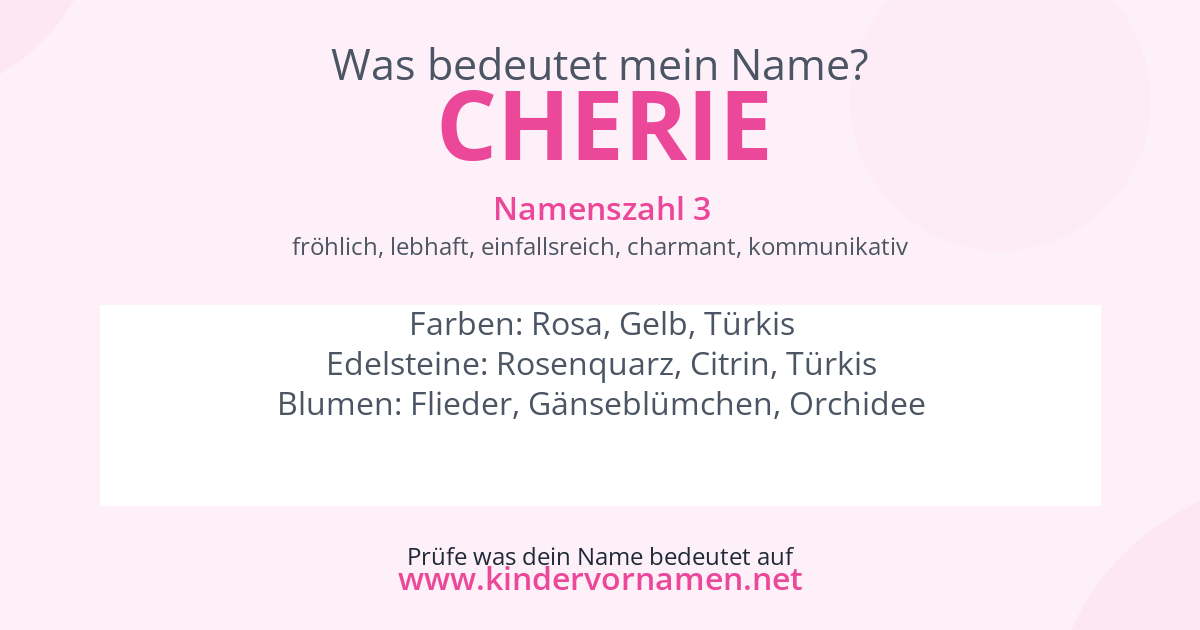 Was bedeutet der Name Cherie?