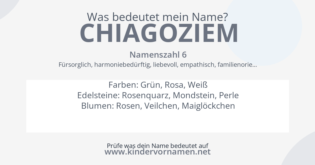 Was bedeutet der Name Chiagoziem?