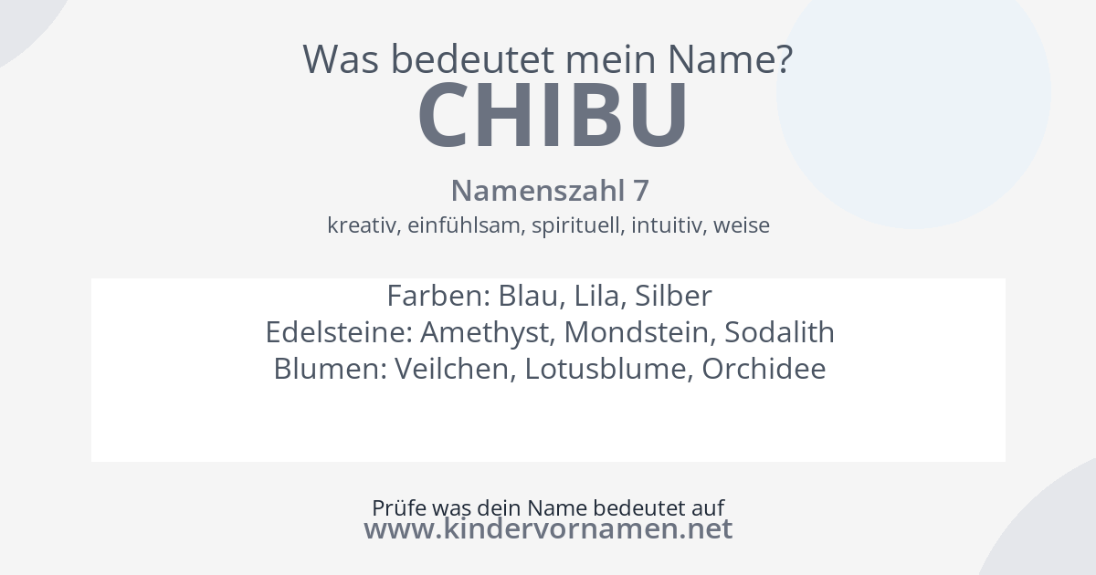 Was bedeutet der Name Chibu?