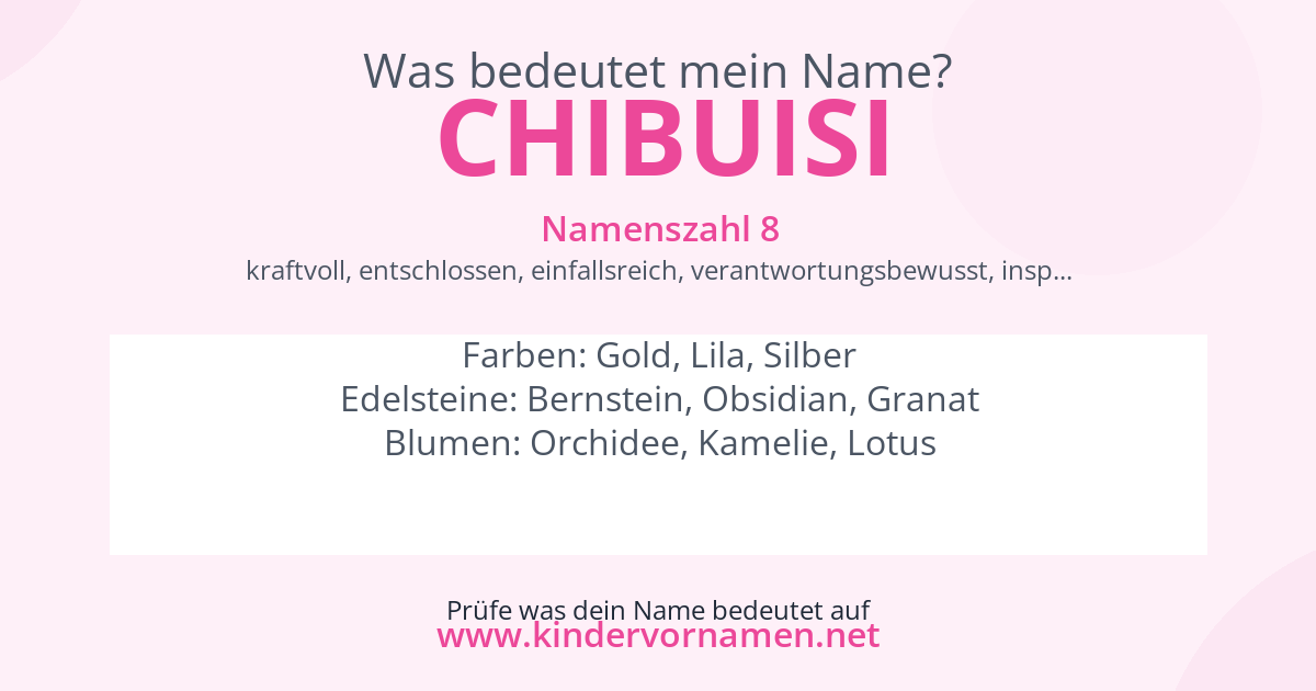 Was bedeutet der Name Chibuisi?