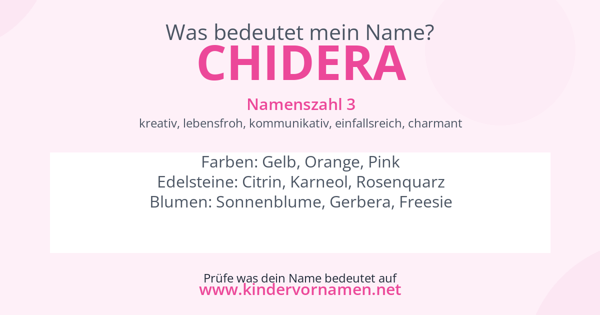 Was bedeutet der Name Chidera?