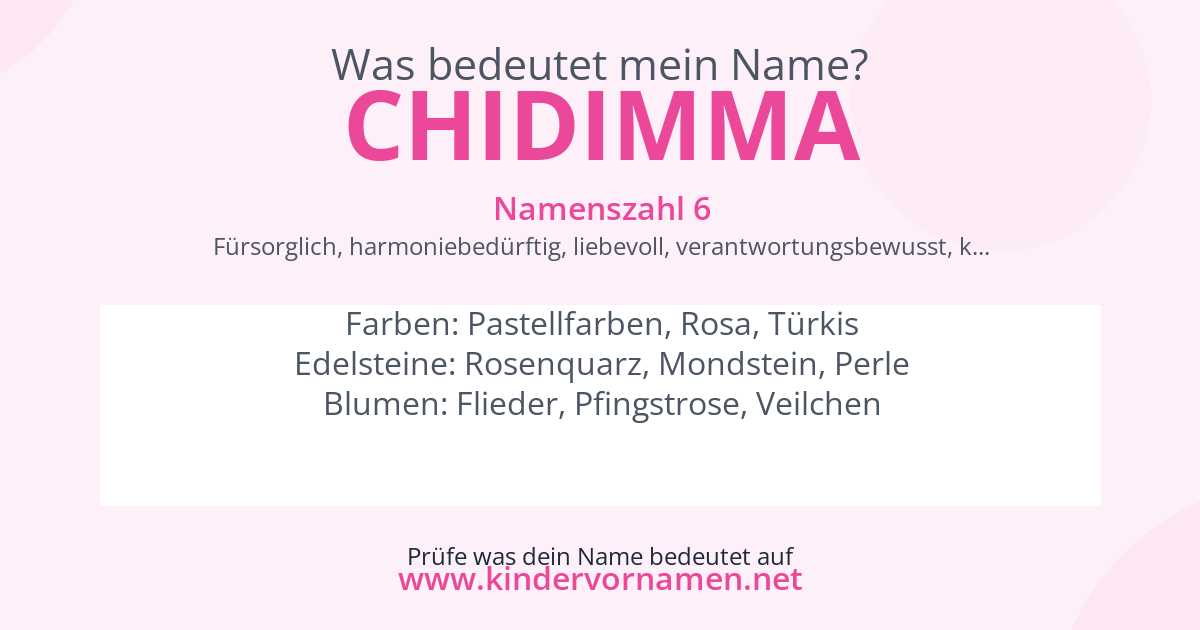 Was bedeutet der Name Chidimma?