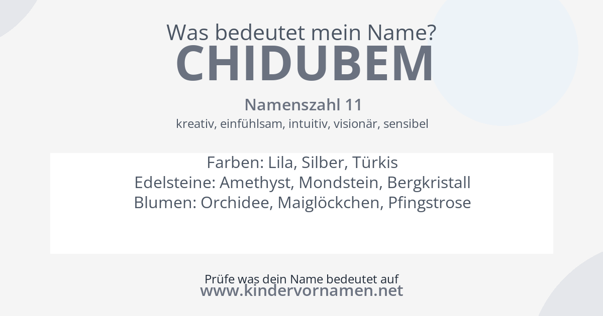 Was bedeutet der Name Chidubem?