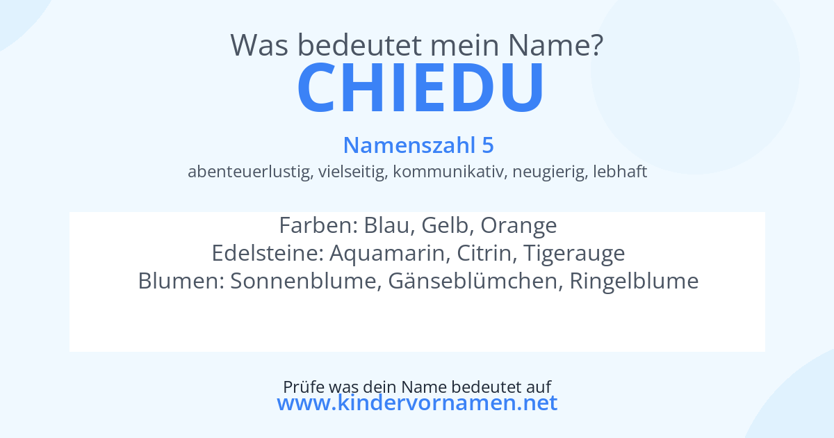 Was bedeutet der Name Chiedu?