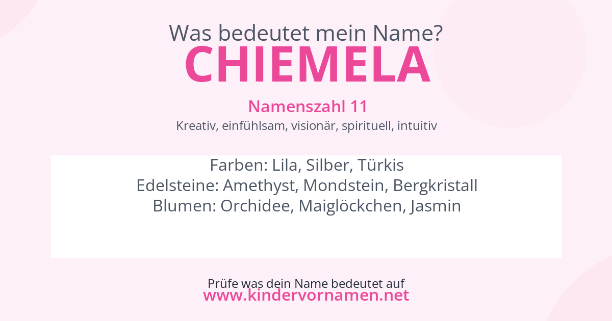 Was bedeutet der Name Chiemela?