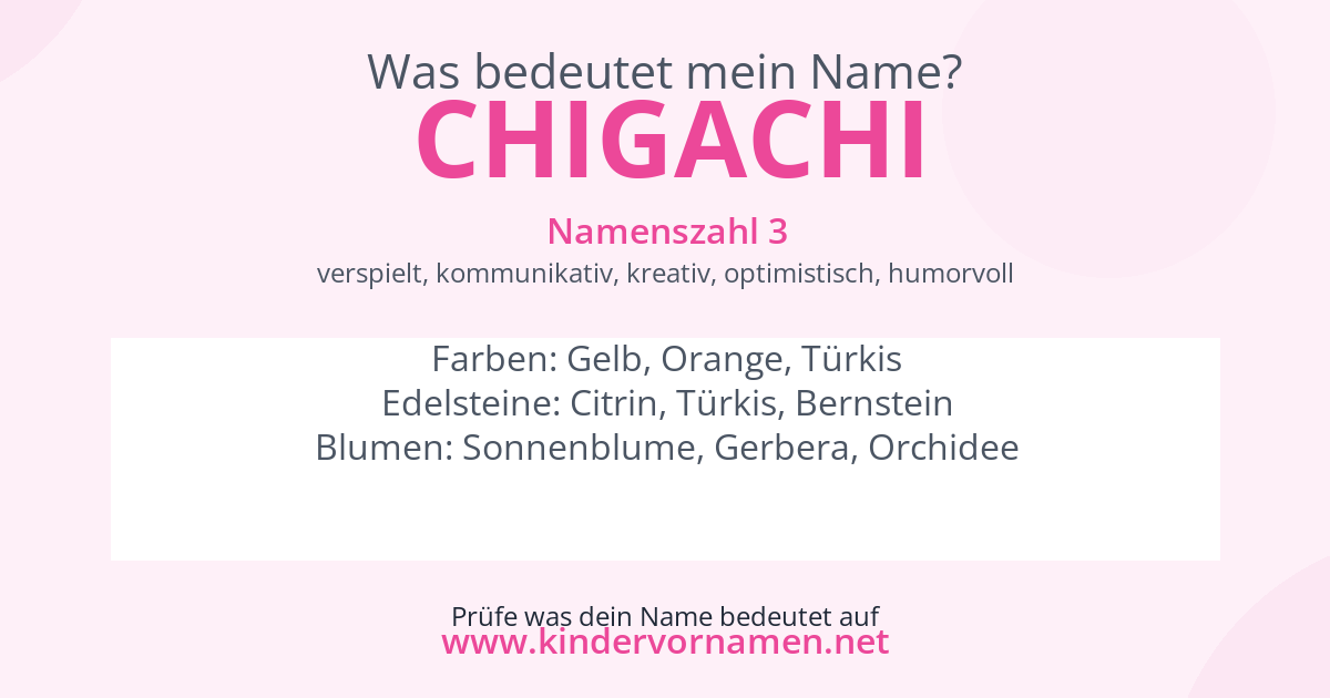 Was bedeutet der Name Chigachi?