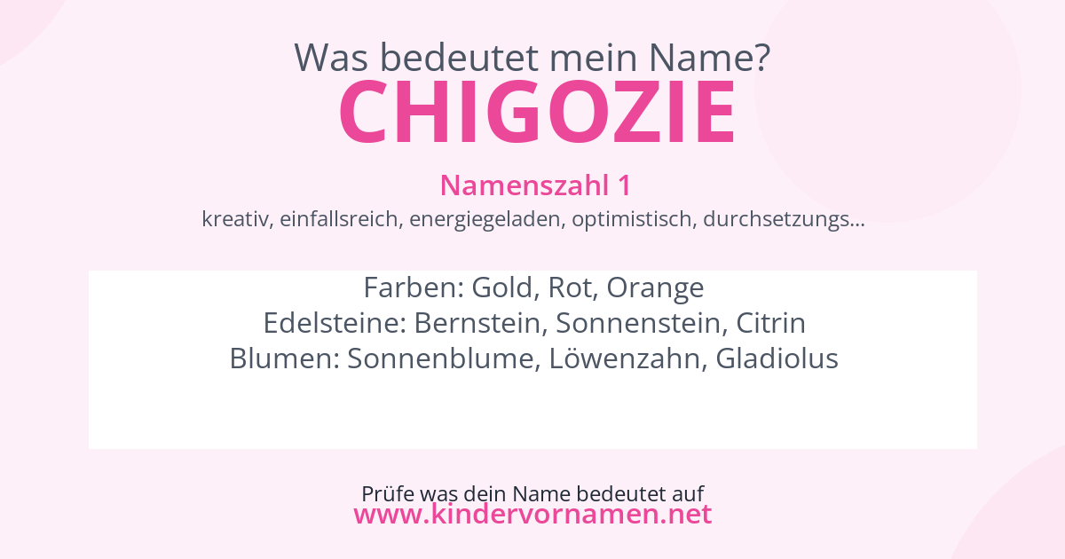 Was bedeutet der Name Chigozie?