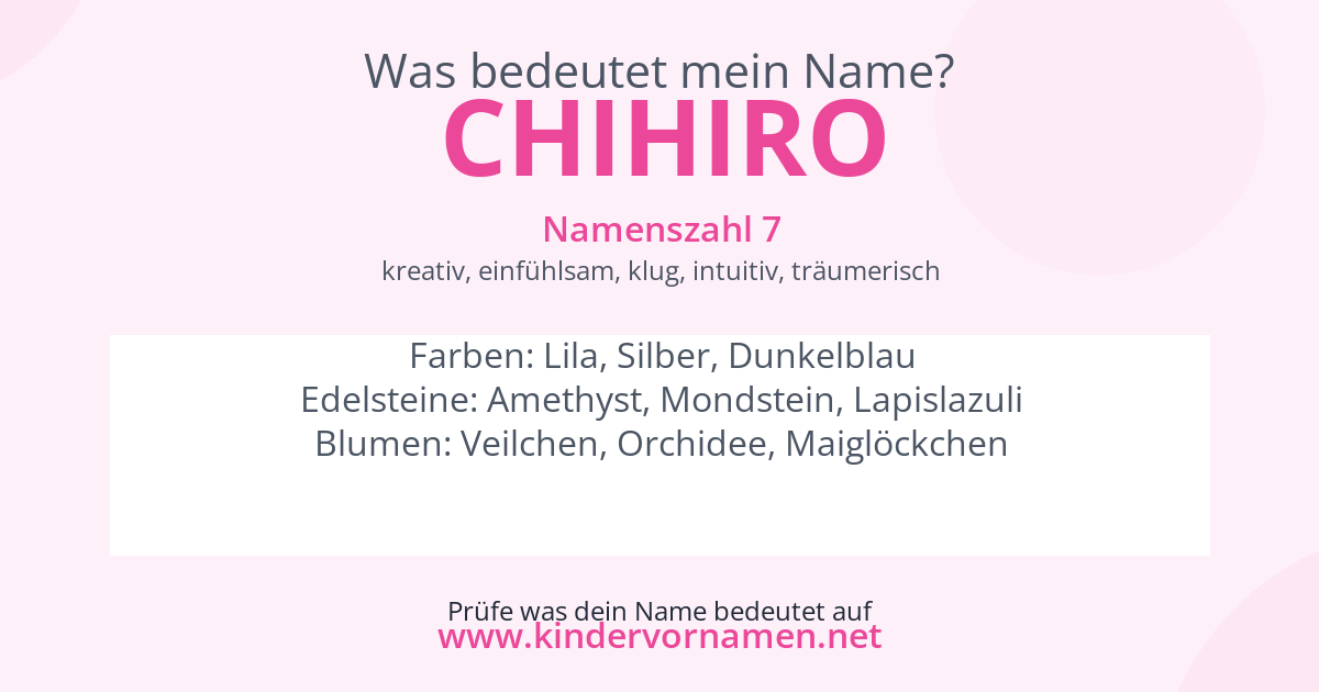 Was bedeutet der Name Chihiro?