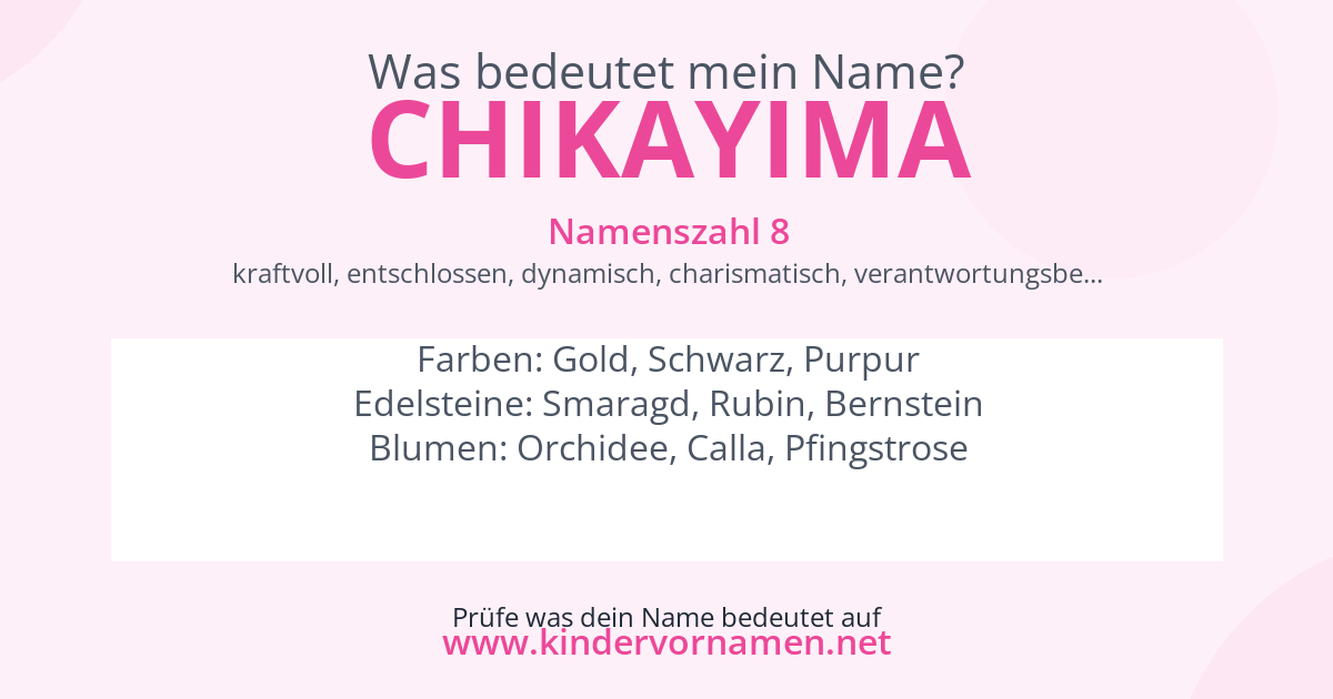 Was bedeutet der Name Chikayima?