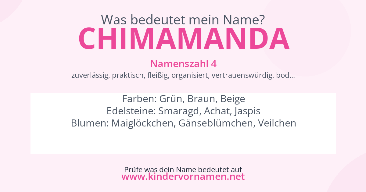 Was bedeutet der Name Chimamanda?