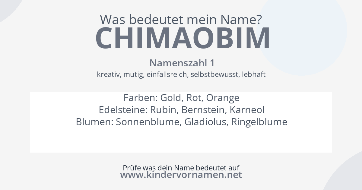 Was bedeutet der Name Chimaobim?