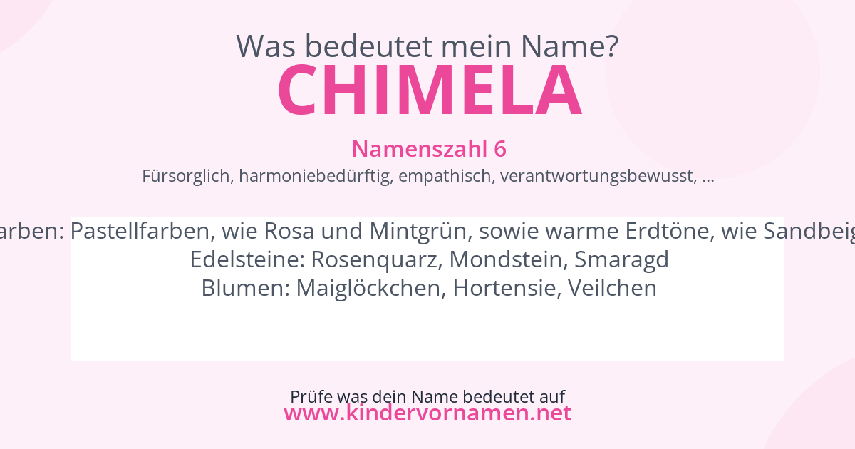 Was bedeutet der Name Chimela?
