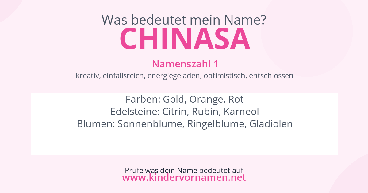Was bedeutet der Name Chinasa?