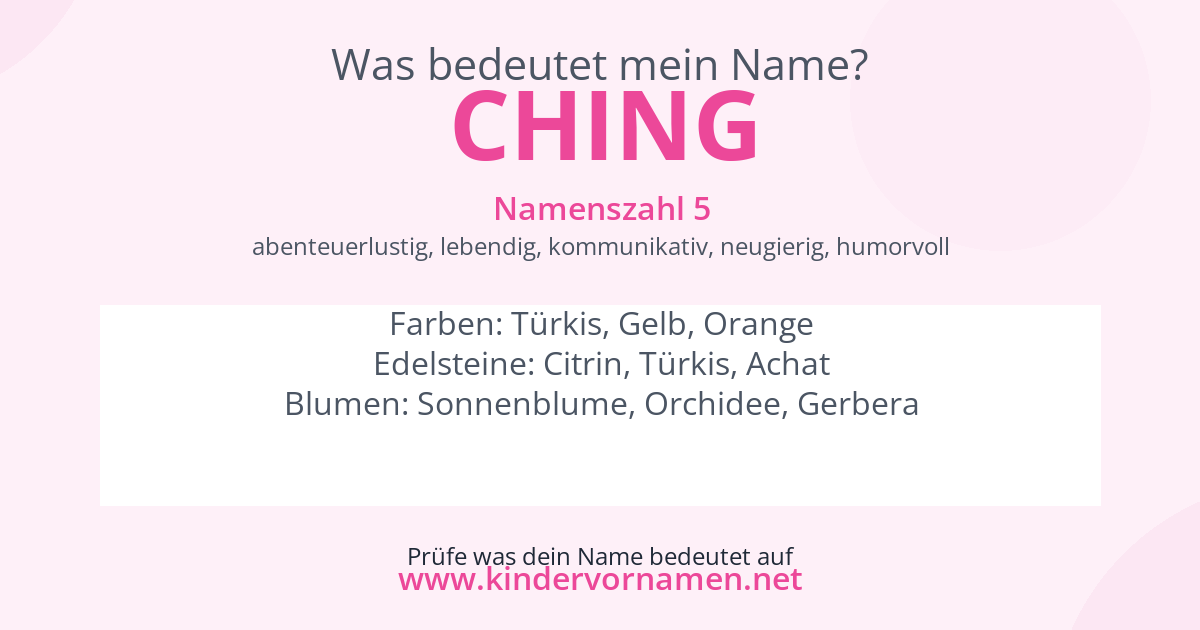 Was bedeutet der Name Ching?
