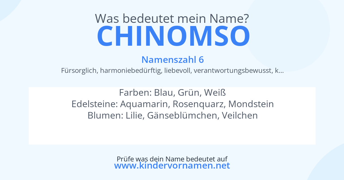 Was bedeutet der Name Chinomso?