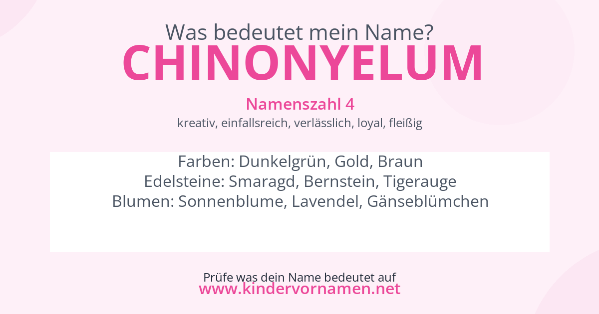 Was bedeutet der Name Chinonyelum?