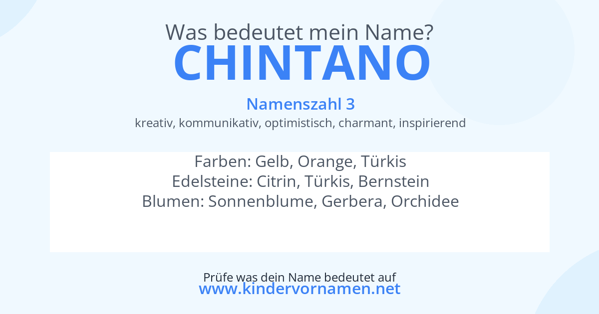Was bedeutet der Name Chintano?