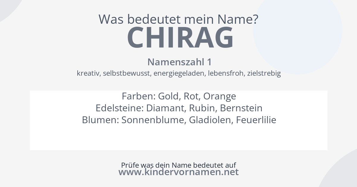 Was bedeutet der Name Chirag?