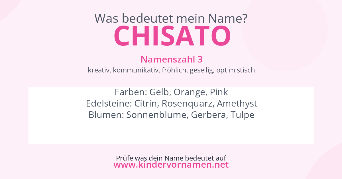 Was bedeutet der Name Chisato?
