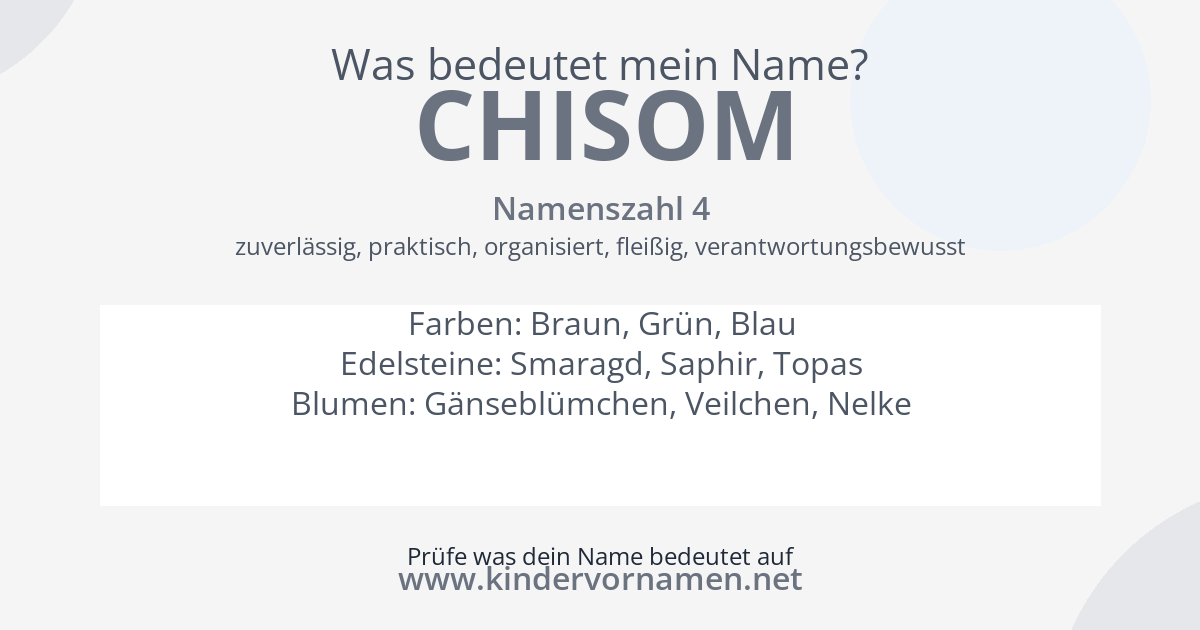 Was bedeutet der Name Chisom?