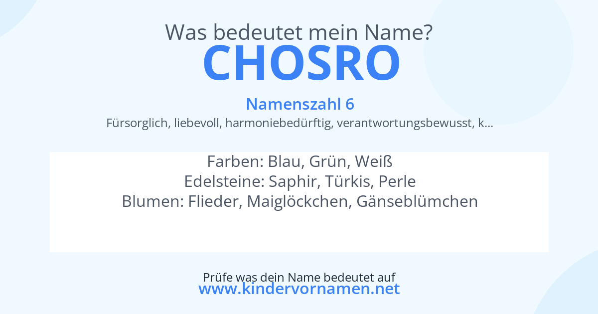 Was bedeutet der Name Chosro?