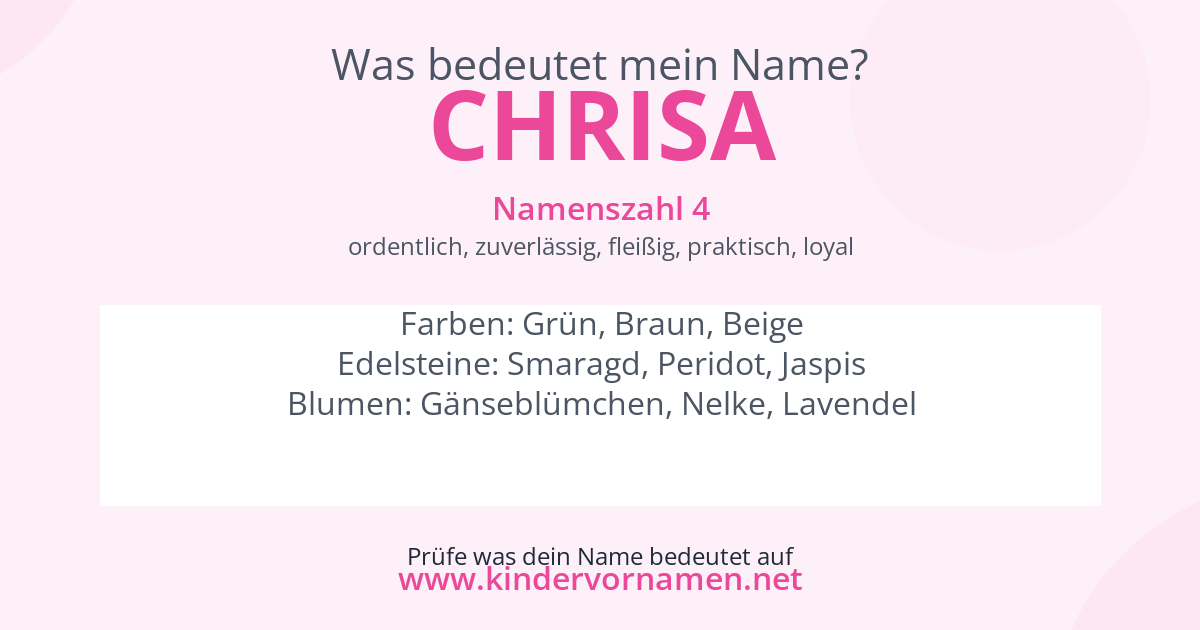 Was bedeutet der Name Chrisa?