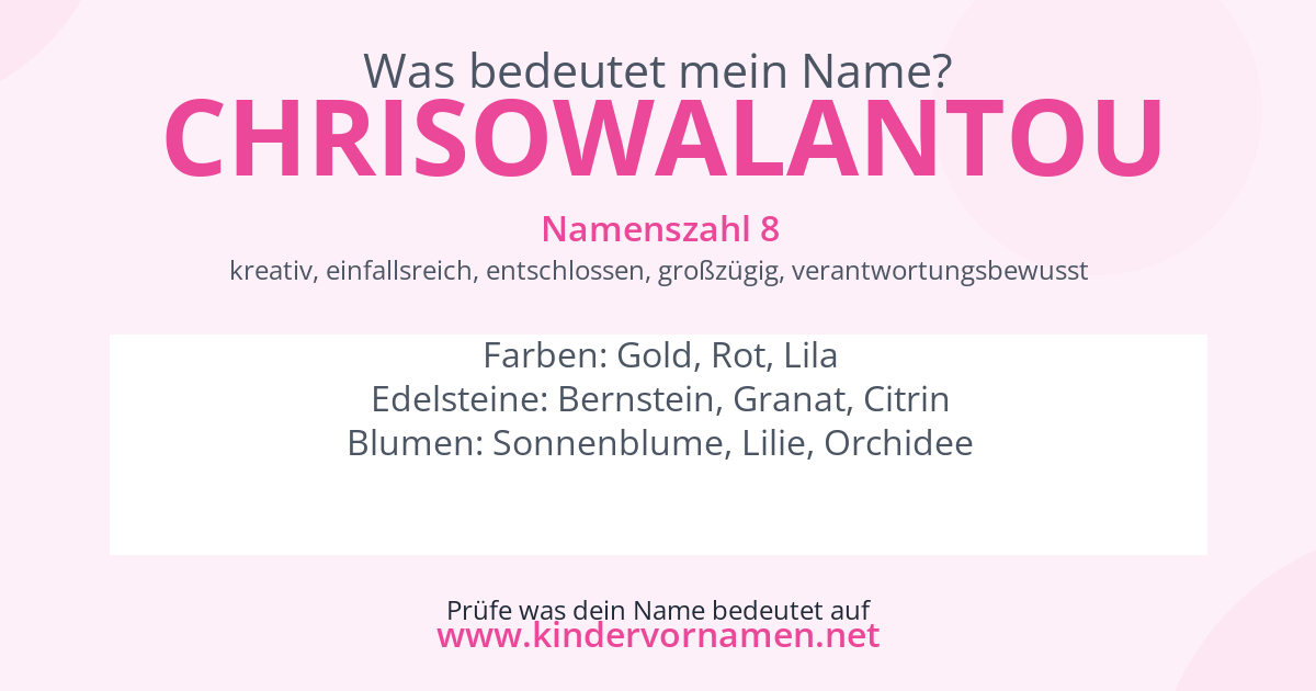 Was bedeutet der Name Chrisowalantou?