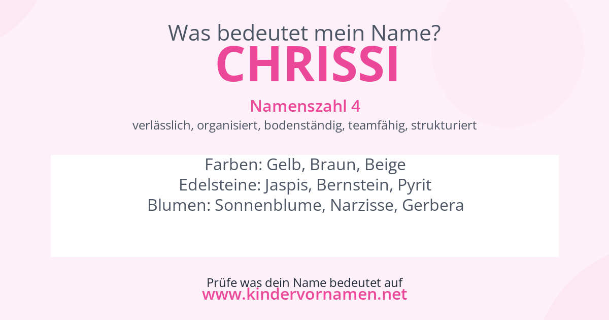 Was bedeutet der Name Chrissi?