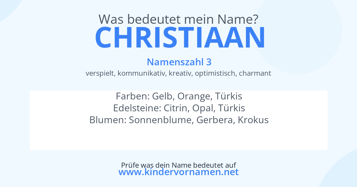 Was bedeutet der Name Christiaan?