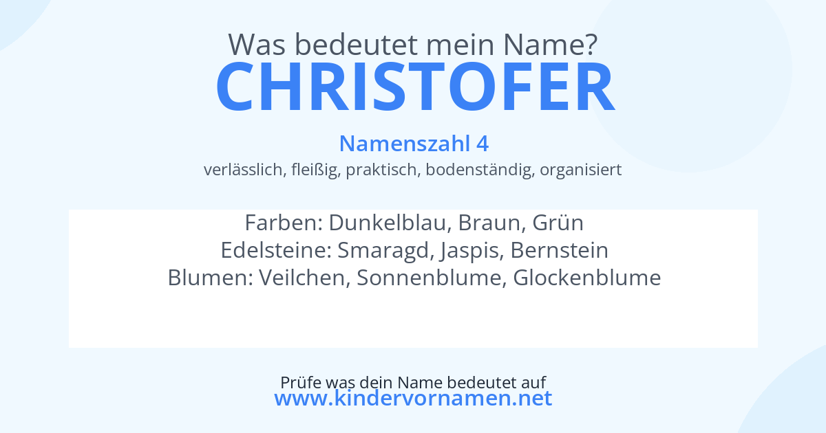 Was bedeutet der Name Christofer?