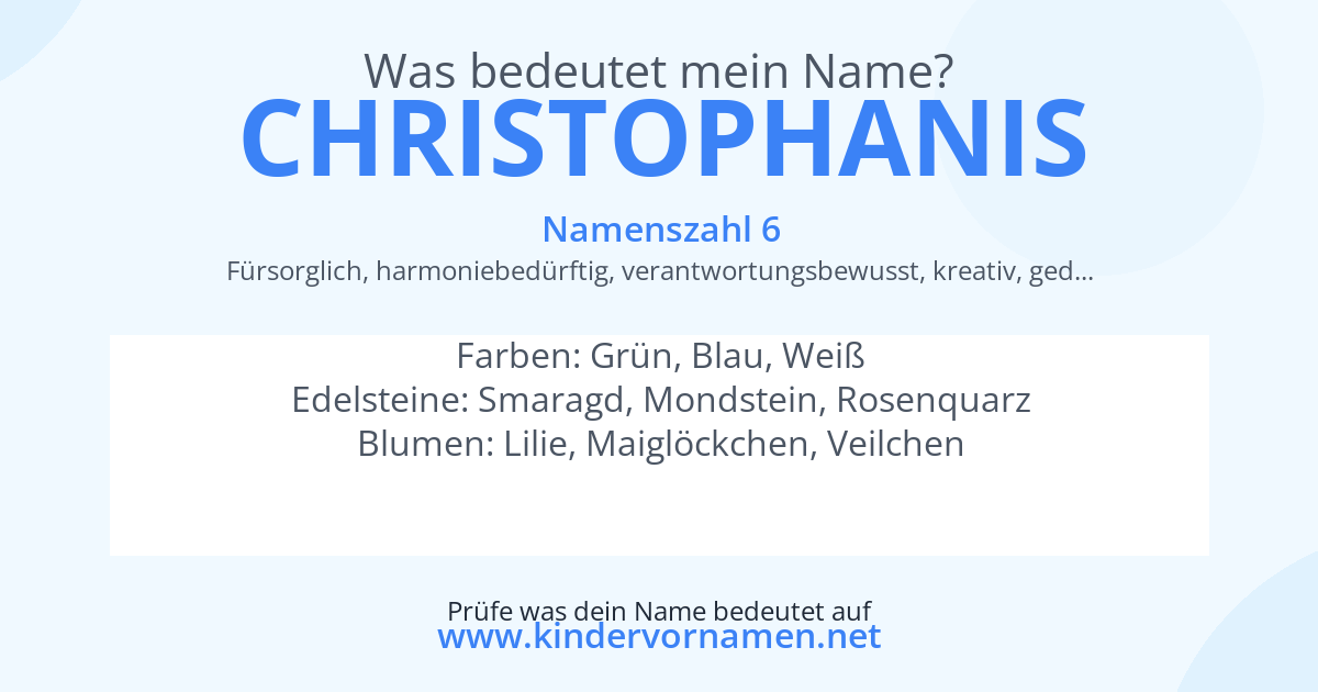 Was bedeutet der Name Christophanis?