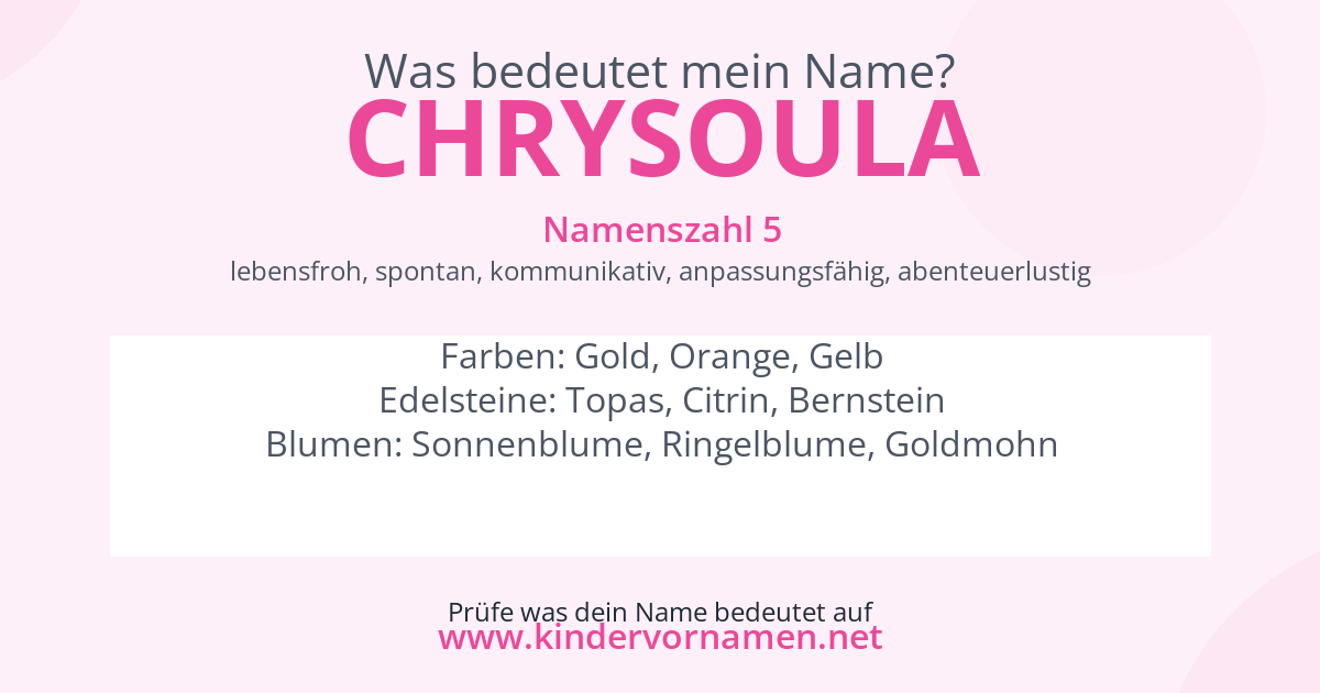 Was bedeutet der Name Chrysoula?