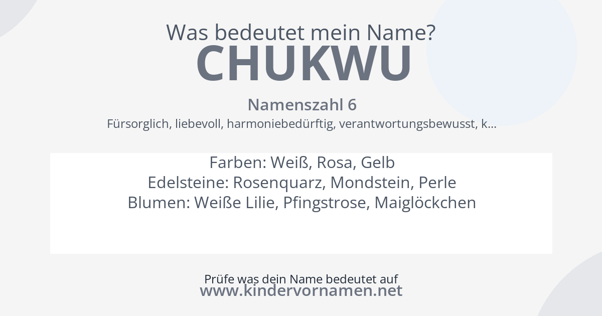 Was bedeutet der Name Chukwu?