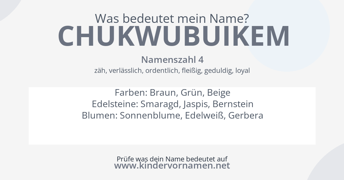 Was bedeutet der Name Chukwubuikem?