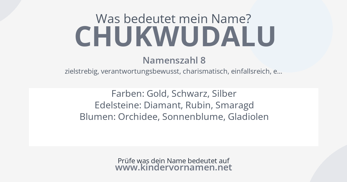 Was bedeutet der Name Chukwudalu?