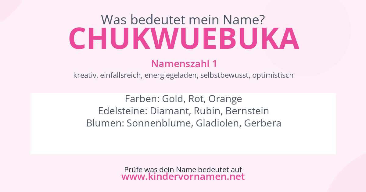 Was bedeutet der Name Chukwuebuka?