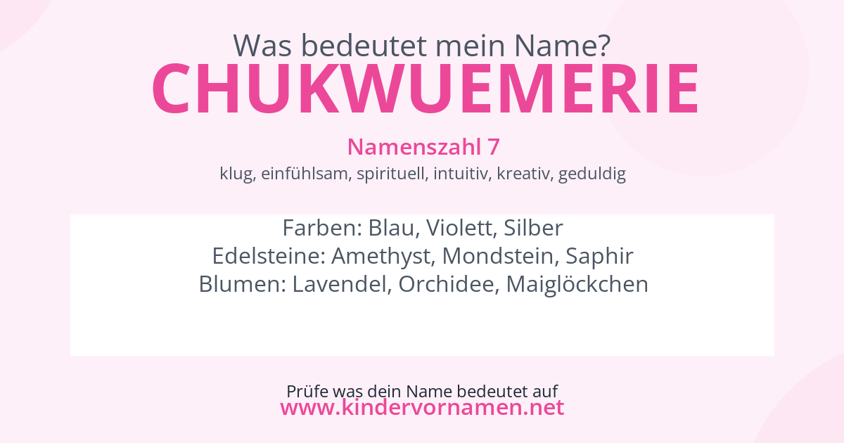 Was bedeutet der Name Chukwuemerie?