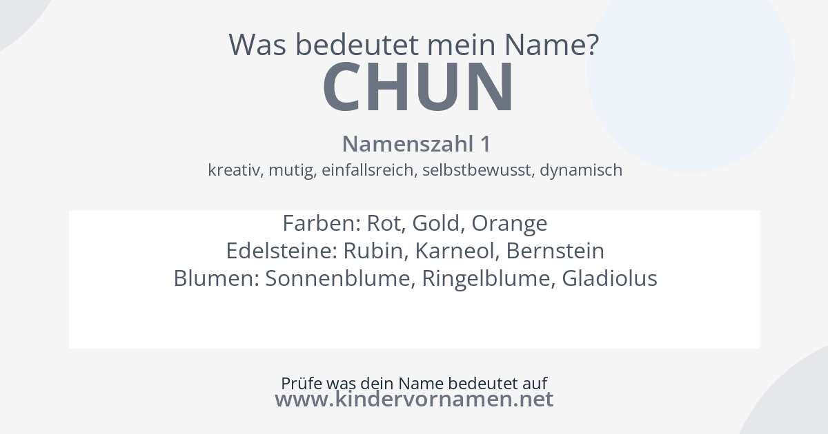 Was bedeutet der Name Chun?
