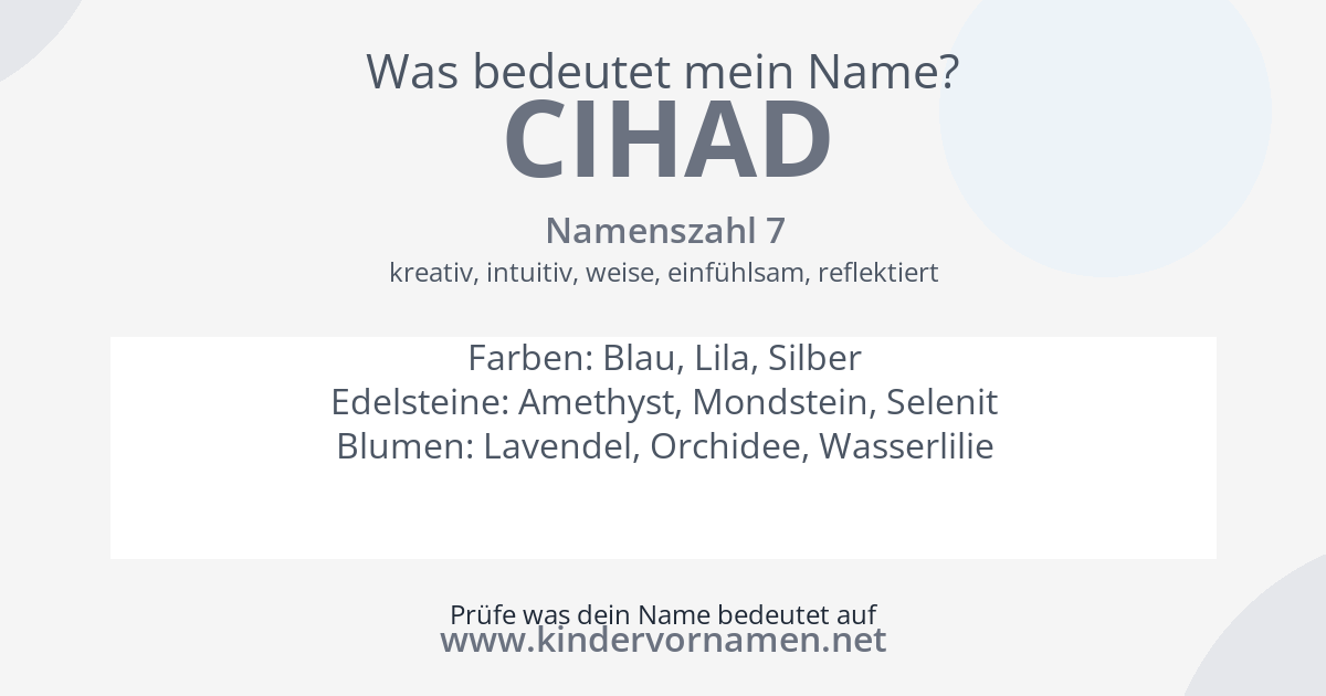 Was bedeutet der Name Cihad?